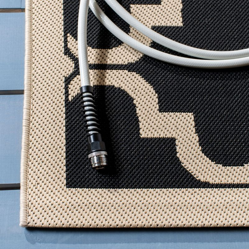 Courtyard CY6009 Power Loomed Indoor and Outdoor Runner Rug - Black/Beige - 2'3"x8' - Safavieh