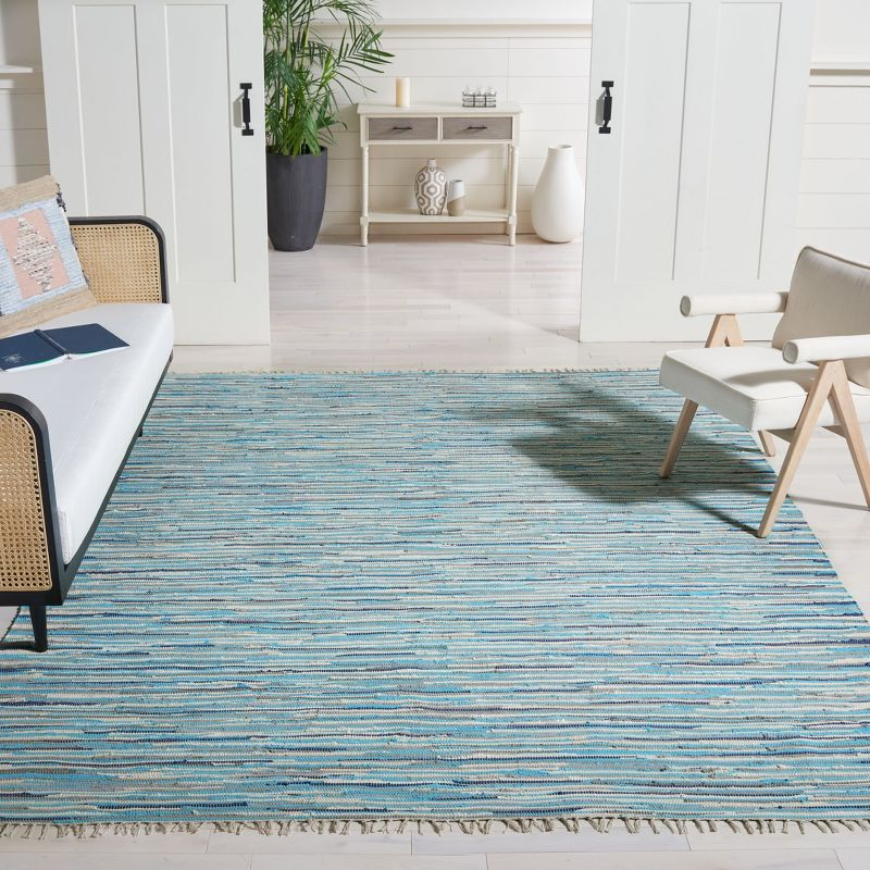Rag Area Rug RAR129 Hand Woven Area Rug - Turquoise/Multi - 8'x10' - Safavieh.