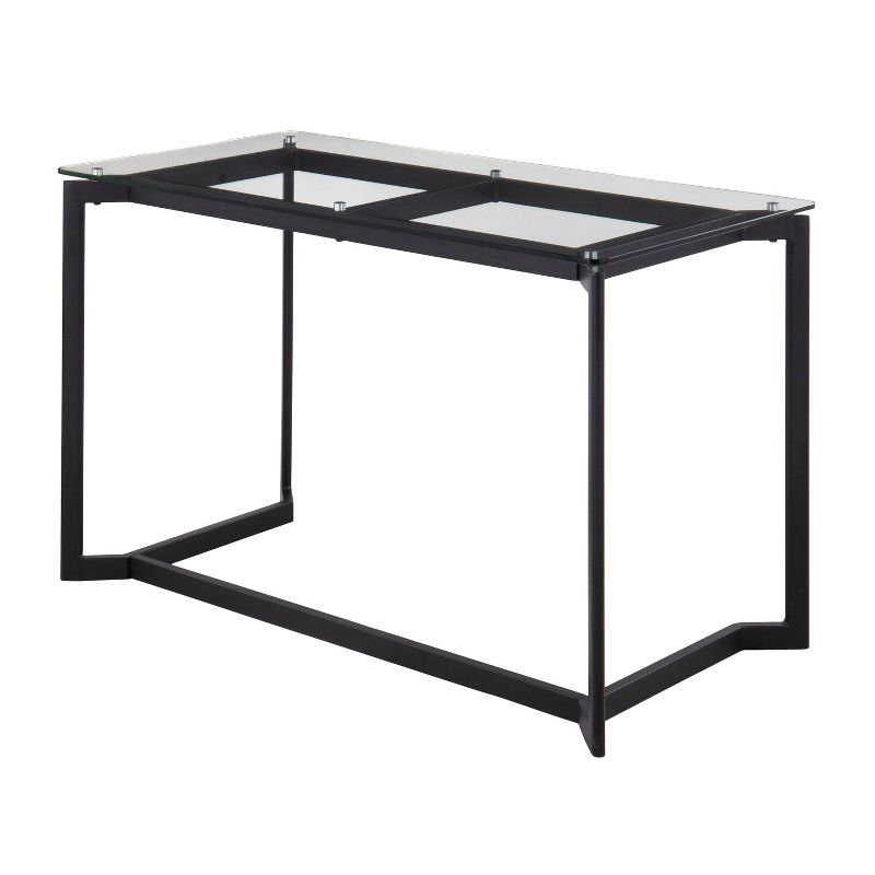 Masters Modern Computer Desk Steel/Glass Black/Clear - LumiSource: Mid-Century Style, Tempered Surface, No Storage