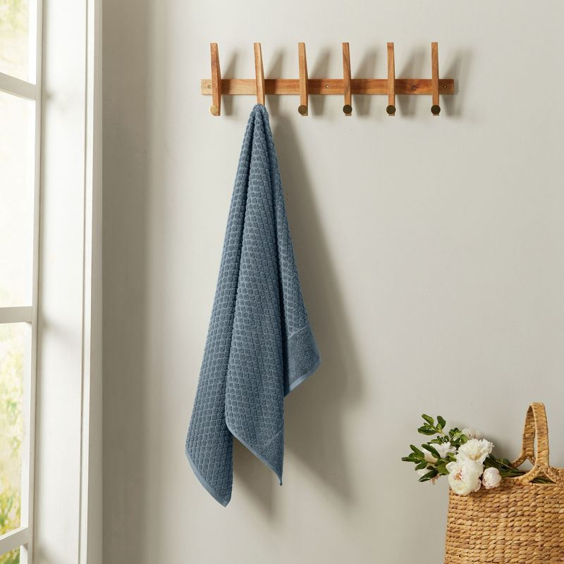 Cotton Quick-Dry Textured Towels - Great Bay Home (4 Pack Bath Towels, Blue).