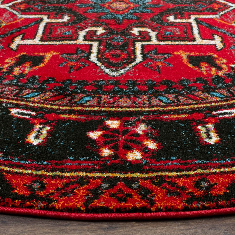 Vintage Hamadan VTH211 Power Loomed Area Rug - Red/Multi - 4' round - Safavieh.