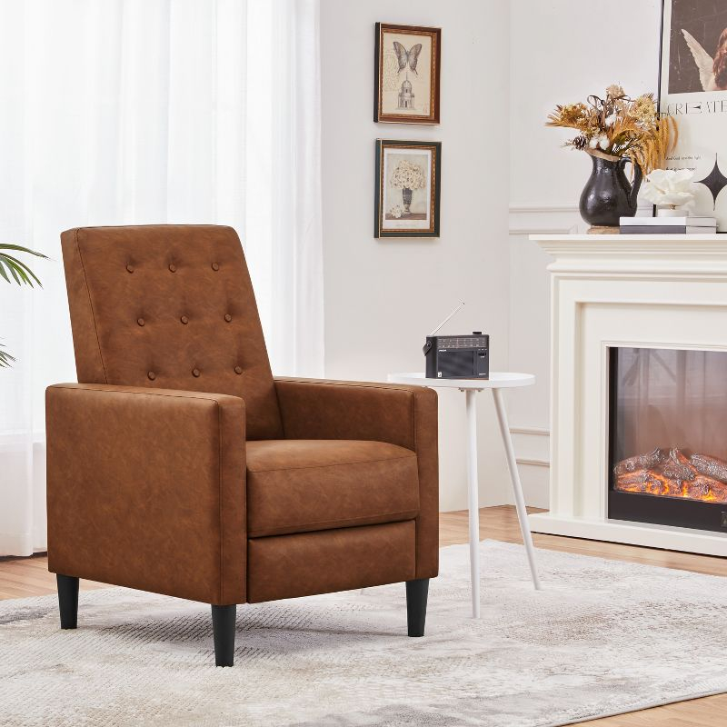 Yaheetech Faux Leather Recliner Sofa with Pocket Spring, Brown