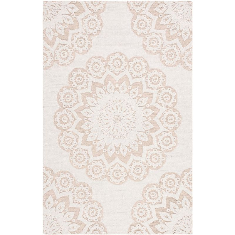 Blossom BLM108 Hand Tufted Indoor Area Rug - Ivory/Light Brown - 8'x10' - Safavieh