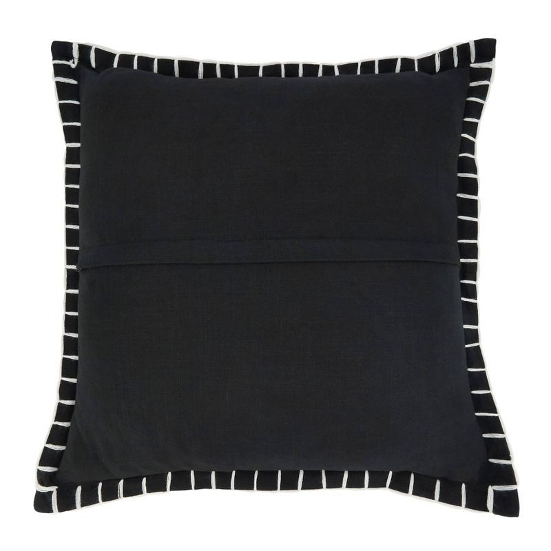 20"x20" Oversize Minimalist Chic Chunky Whip Stitch Poly Filled Square Throw Pillow Black - Saro Lifestyle: Indoor, Cotton, Zipper Closure
