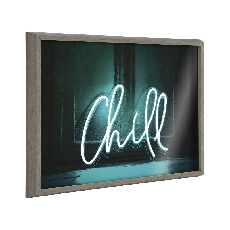 Kate and Laurel Blake Chill Neon Sign Framed Printed Glass by The Creative Bunch Studio, 18x24, Gray
