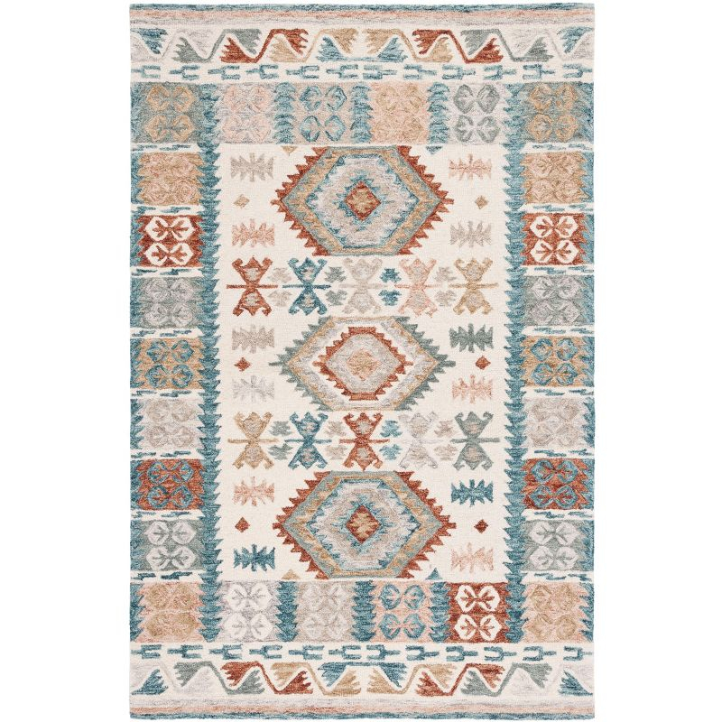 Micro-Loop MLP475 Hand Tufted Indoor Area Rug - Ivory/Blue - 8'x10' - Safavieh