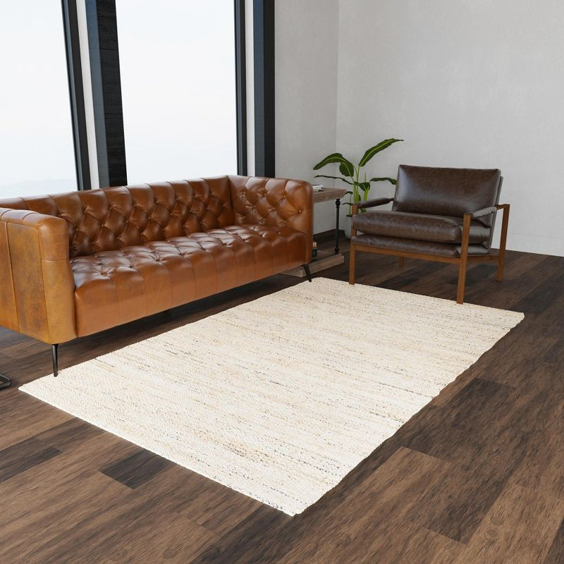 Unique Loom Palm Beach Jute Collection Area Rug - Worth Avenue (5' 1" x 8' Rectangle Palomino Ivory/Black)