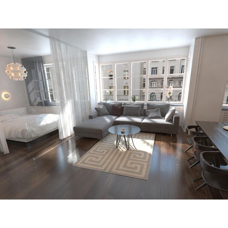 Unique Loom Athens Collection Area Rug - Greek Key (7' 1" x 10' Rectangle Gray/Beige)
