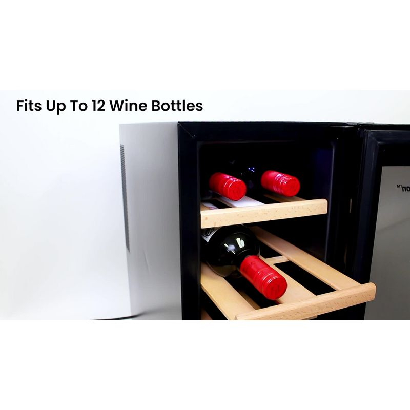 Koolatron Wine Cooler Refrigerator 12 Bottle Deluxe Countertop Compact Wine Cellar, Small Freestanding: Black Glass Door, Thermoelectric, 6 Shelves