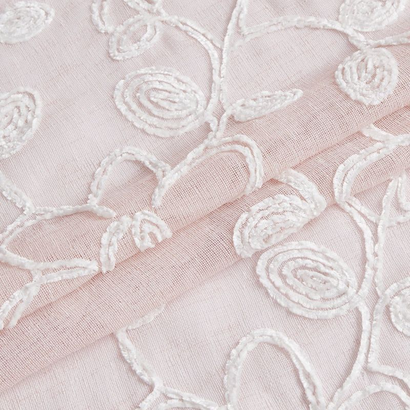 Dainty Home Rita 2-pack Linen Textured Grommet Window Panels With 3d Chenille Floral Embroidery Blush 76" W x 84" L