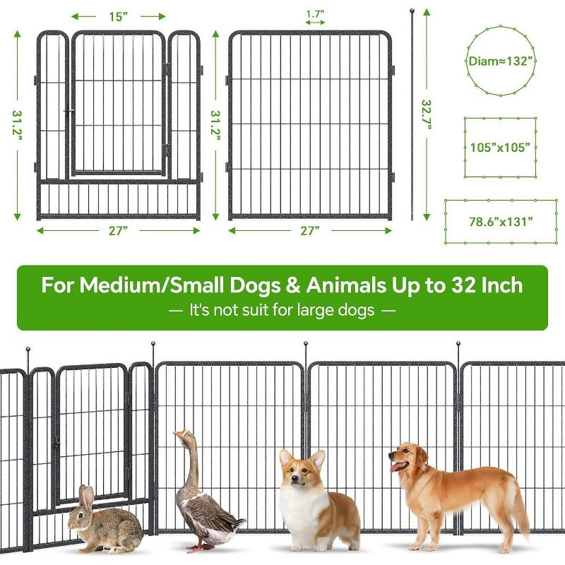 Mr Ironstone Dog Playpen with Anti-Rust Coating,  Dog Pen Indoor/Outdoor Pet Playpen for Foldable Dog Exercise Pens