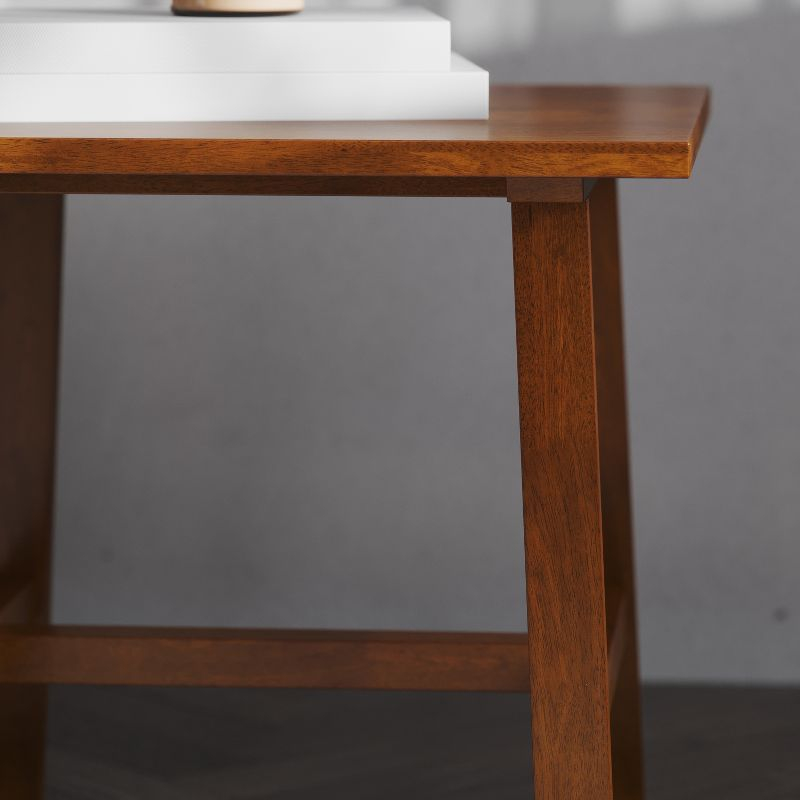 Emma and Oliver Solid Wood Farmhouse Trestle End Table in Walnut
