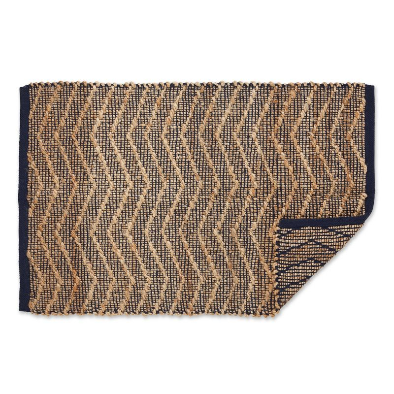 Design Imports Natural Jute Chevron - French Blue - 2 X 3 Ft