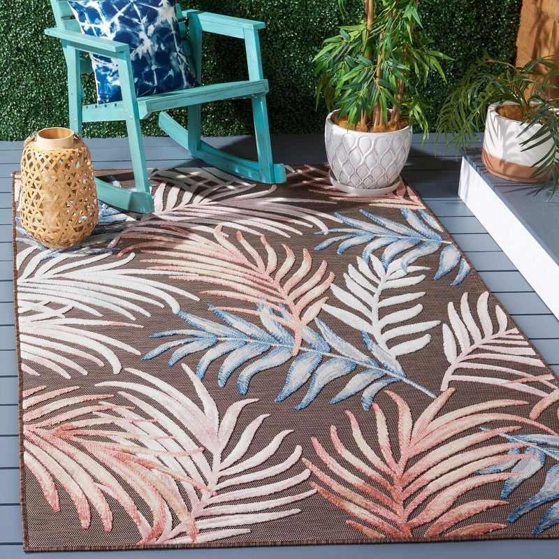 Cabana CBN458 Power Loomed UV Resistant Indoor/Outdoor Area Rug - Brown/Blue - 9'x12' - Safavieh
