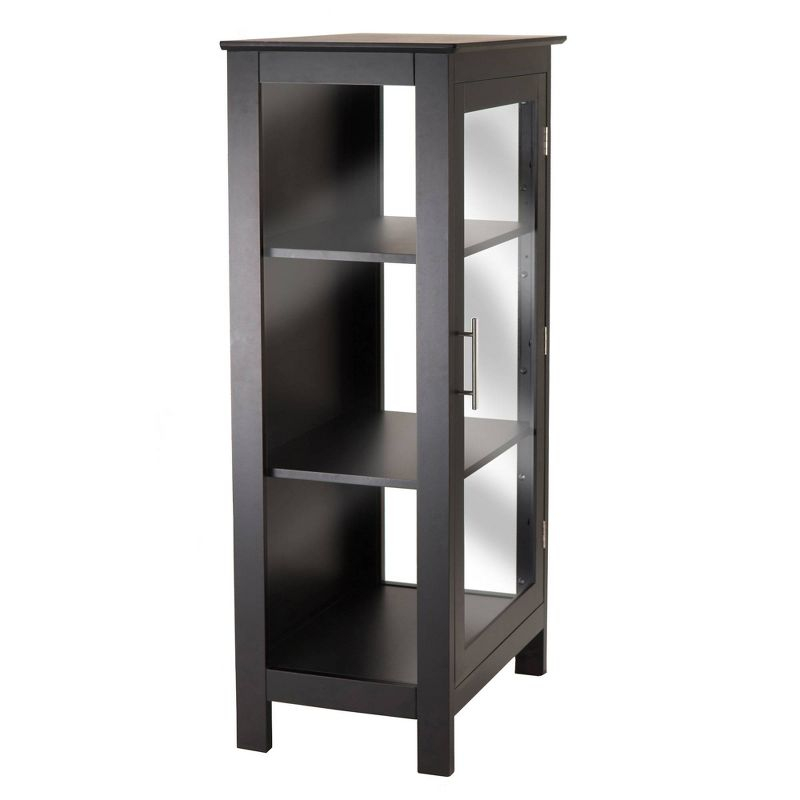 Poppy Display Curio Cabinet with Glass Door Wood/Black - Winsome: Tempered Glass, 3 Fixed Shelves, Metal Handle