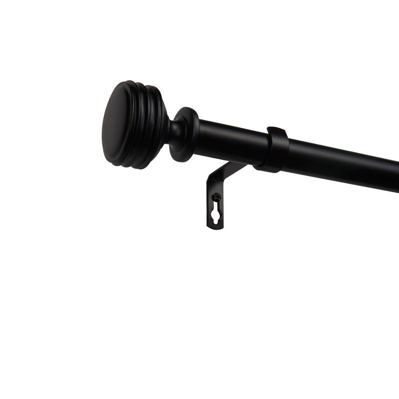 Exclusive Home 66"-120" Duke Curtain Rod - Matte Black: Iron, Single Rod, 25 lb Capacity, Rounded Cap Finial
