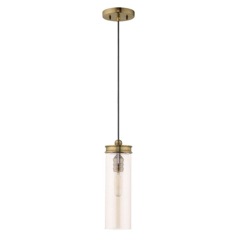Livex Lighting Art Glass 1 - Light Pendant in  Antique Brass