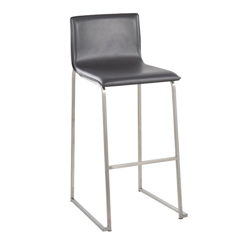 Set of 2 Mara Upholstered Barstools Stainless Steel Gray - Lumisource