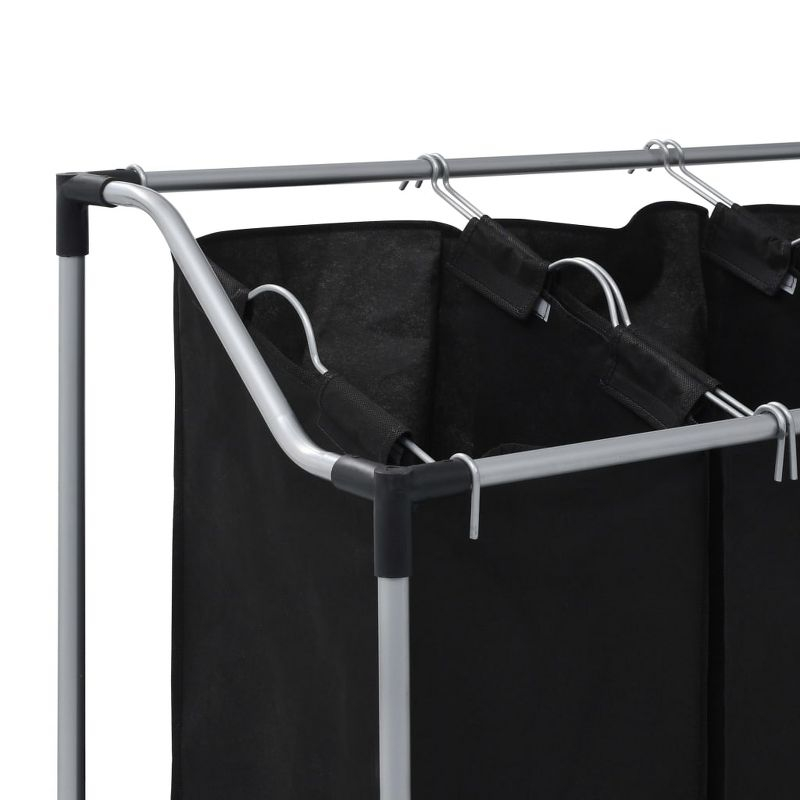 VidaXL Laundry Sorter with 3 Bags Black Steel