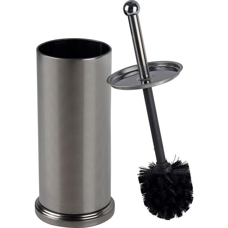 Toilet Brush Set - Toilet Bowl Set in Chrome - Toilet Cleaning with Lid and Holder Bowl - Homeitusa