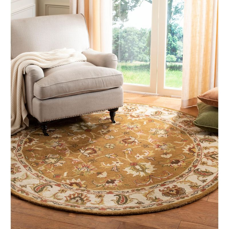 Heritage HG816 Hand Tufted Area Rug - Mocha/Ivory - 6' Round - Safavieh.