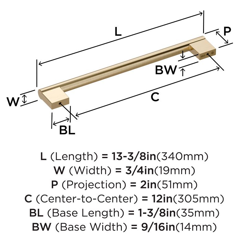 Amerock Versa 12 inch (305mm) Center-to-Center Golden Champagne Appliance Pull