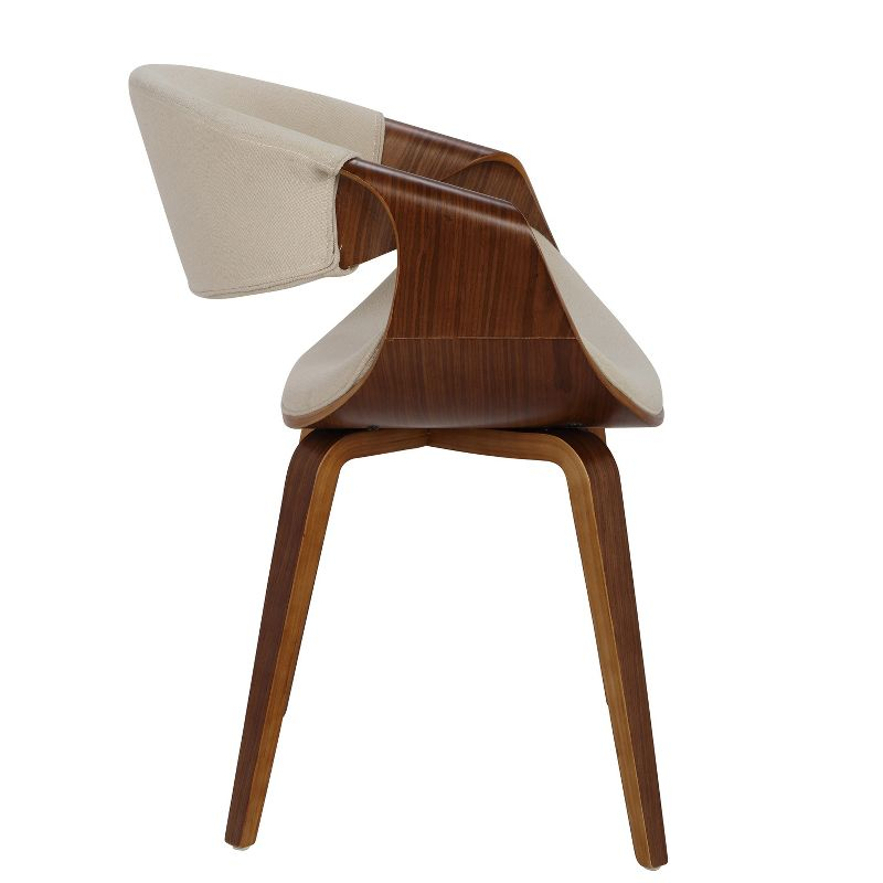 Curvo Mid-Century Modern Dining Accent Chair Cream - Lumisource: Upholstered, Wood Legs, Polyester