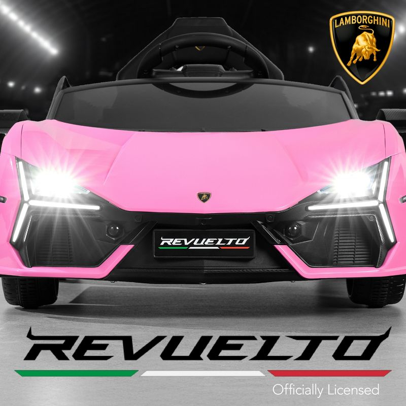 Best Choice Products Kids 12V Ride-On Car Officially Licensed Lamborghini Revuelto w/ Remote, LED Lights - Pink