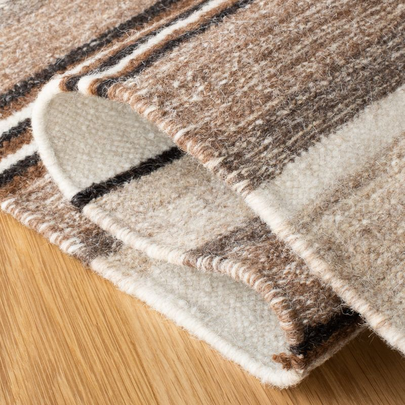 Striped Kilim STK601 Hand Loomed Indoor Area Rug - Natural/Ivory - 7'x7' - Safavieh