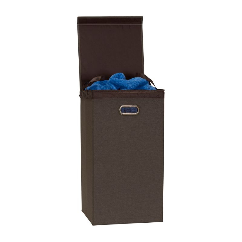 Household Essentials Collapsible Laundry Hamper Gray/Brown: Slim Clothes Hamper with Lid, Removable Liner, Magnetic Closure