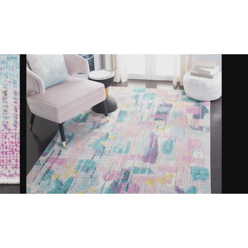 Lillian LLN375 Power Loomed Accent Rug - Pink/Turquoise - 3'x3' - Safavieh