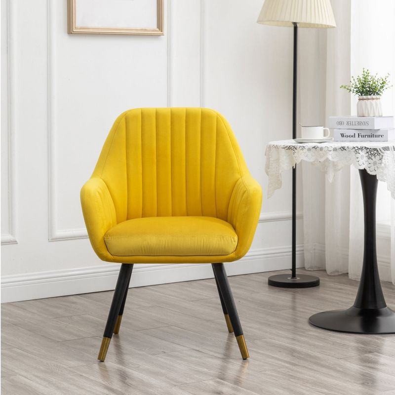 Roundhill Furniture Tuchico Contemporary Velvet Upholstered Accent Chair, Yellow