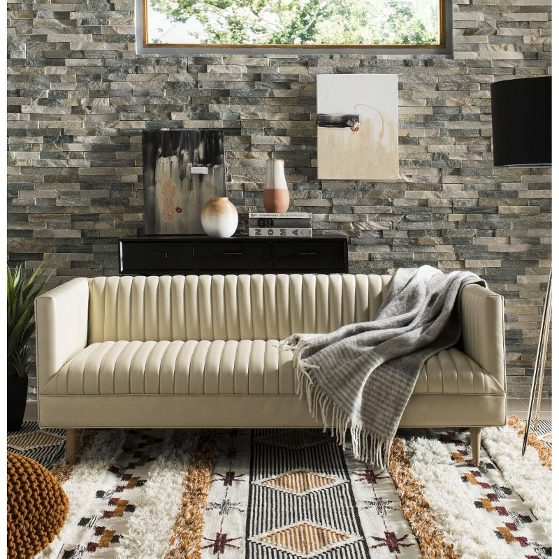 Kenya KNY904 Hand Knotted Area Rug - Ivory/Black-Orange - 9'x12' - Safavieh