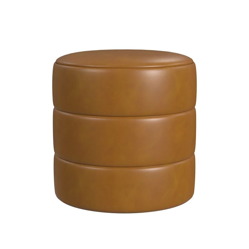Round Upholstered Ottoman Cream Boucle - HomePop: Textured, No Assembly, 250lb Capacity