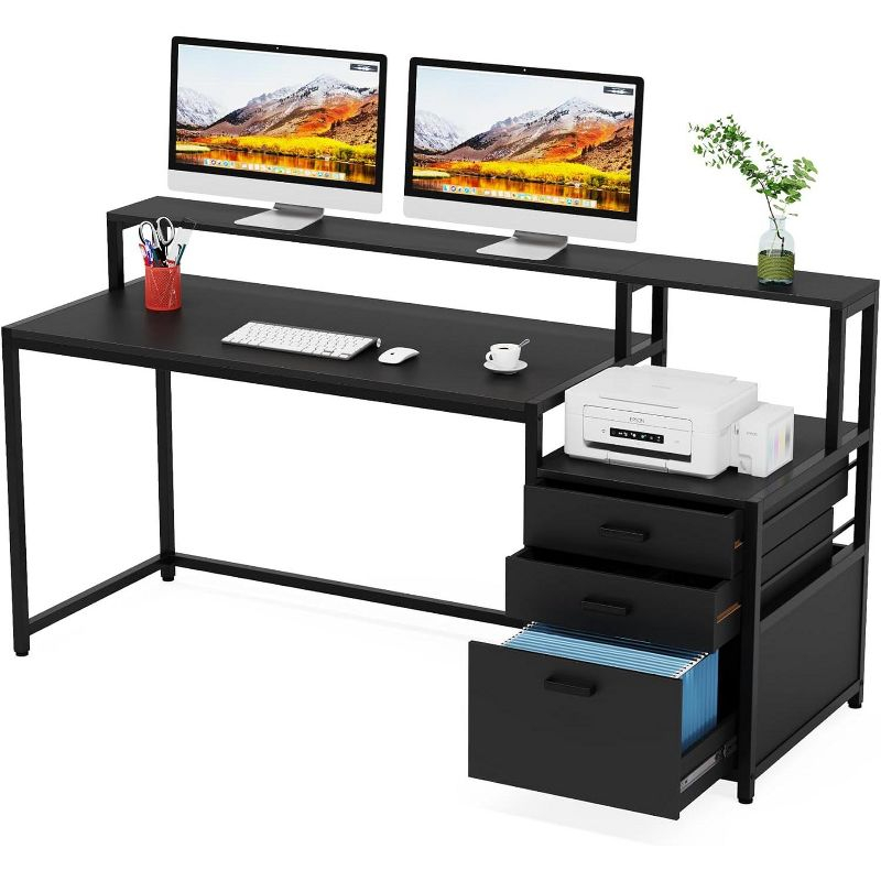 Tribesigns 63" Ergonomic Office Desk, Black