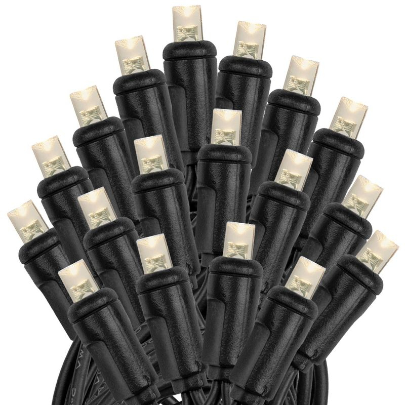 Novelty Lights 34 Feet Long, 100 Mini Black Wire Christmas Lights, Warm White, End To End Connectable, UL Listed for Indoor/Outdoor Use