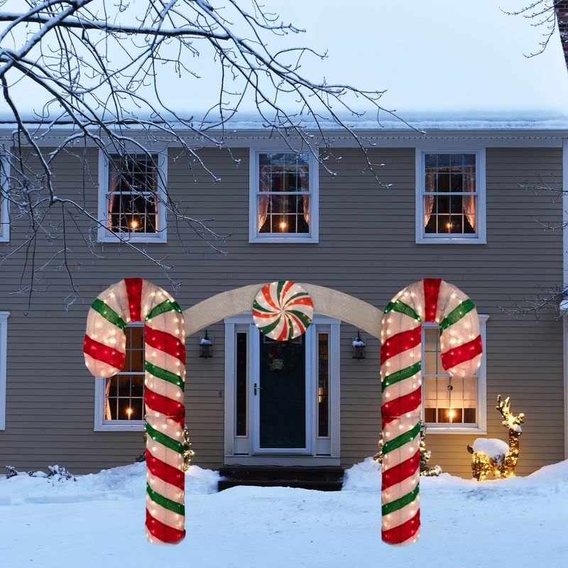 Northlight Seasonal 7' Lighted Double Candy Cane Archway Outdoor Christmas Decoration