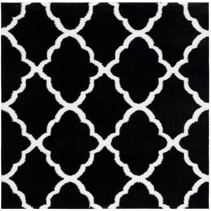 Tahoe Shag THO675 Power Loomed Indoor Area Rug - Black/White - 6'7"x6'7" - Safavieh