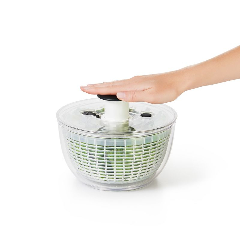 OXO Little Salad And Herb Spinner: Small Dishwasher-Safe Lettuce Spinner, 2.9 Qt Capacity, Stainless Steel & Plastic