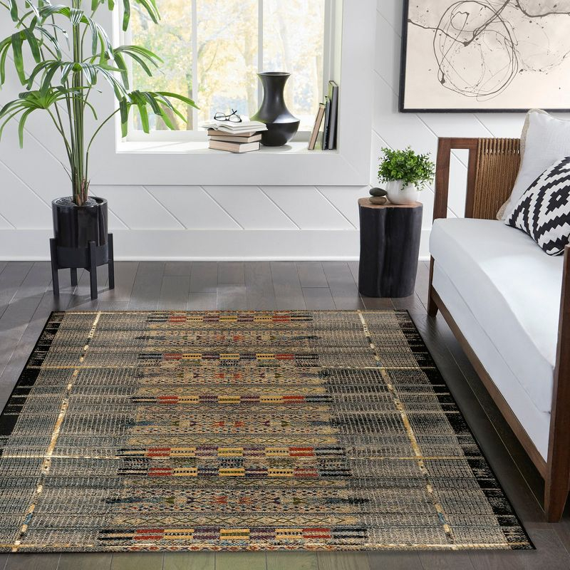 Liora Manne Marina Stripe Indoor/Outdoor Rug Black 7'10" x 9'10"