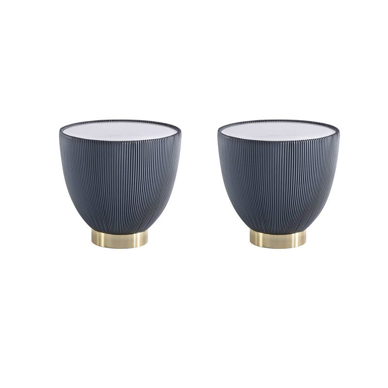 Manhattan Comfort Set of 2 Anderson Leatherette End Tables: Gold Metal Finish, No Assembly Required