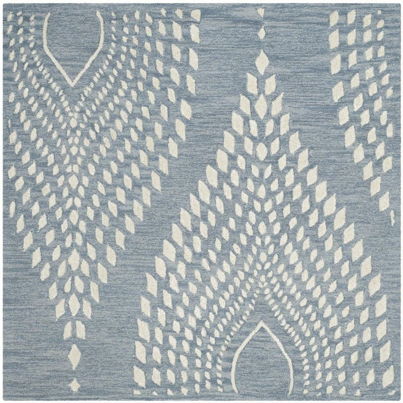 Bella BEL126 Hand Tufted Area Rug - Blue/Ivory - 5'x5' - Safavieh.