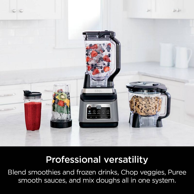 Ninja Professional Plus Kitchen Blender System and 8-Cup Food Processor with Auto-iQ Black BN803TGT: 72oz Smoothie Blender, 5 Speeds, Ice Crusher
