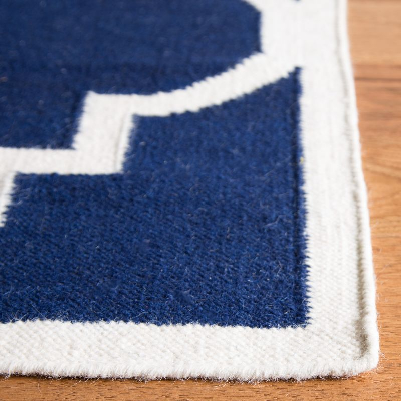 Dhurries DHU633 Hand Woven Area Rug - Navy/Ivory - 6'x6' - Safavieh.