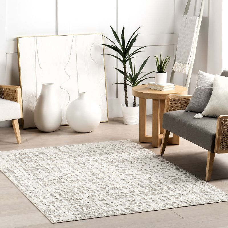 Nuloom Amity Abstract Machine Washable Indoor Area Rug, 4' x 6', Beige
