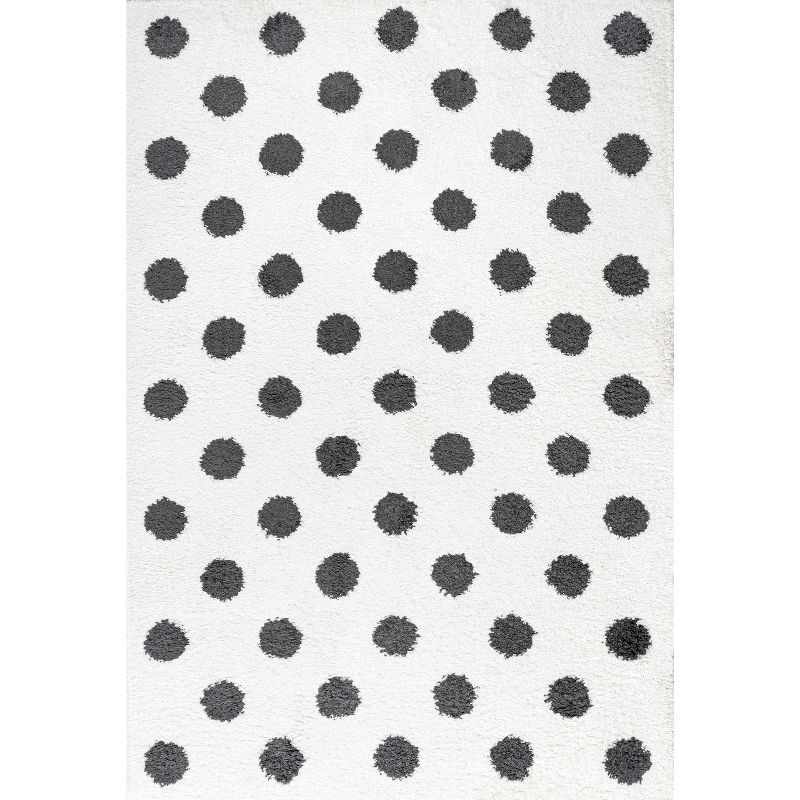 5'x8' Pere Modern Charcoal Dot Shag Area Rug, White/Black - JONATHAN Y