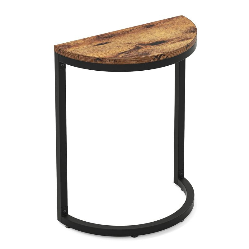 Tribesigns End Table Half Round,Slim C Narrow Side Table,Brown
