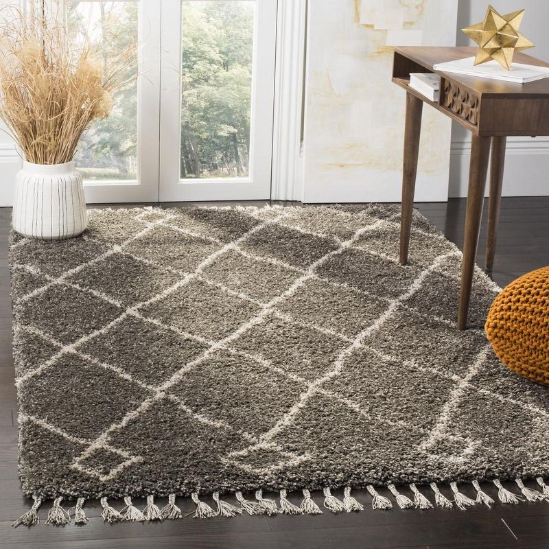 Moroccan Fringe Shag MFG241 Power Loomed Indoor Accent Rug - Grey/Cream - 3'x5' - Safavieh.