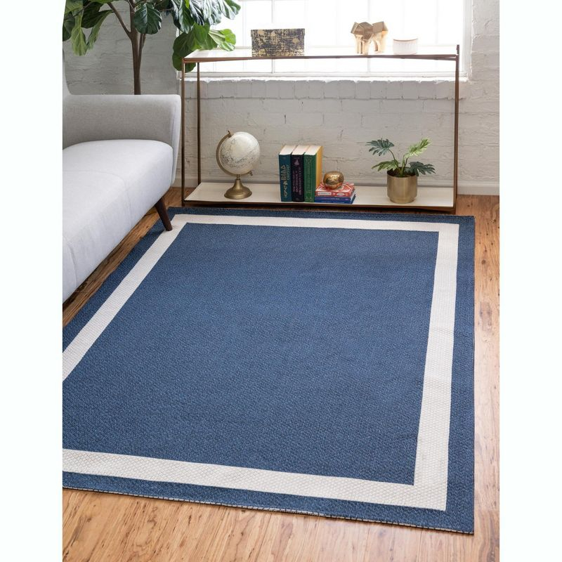 Unique Loom Decatur Collection Area Rug - Border (6' 4" x 9' Rectangle Navy Blue/Ivory)