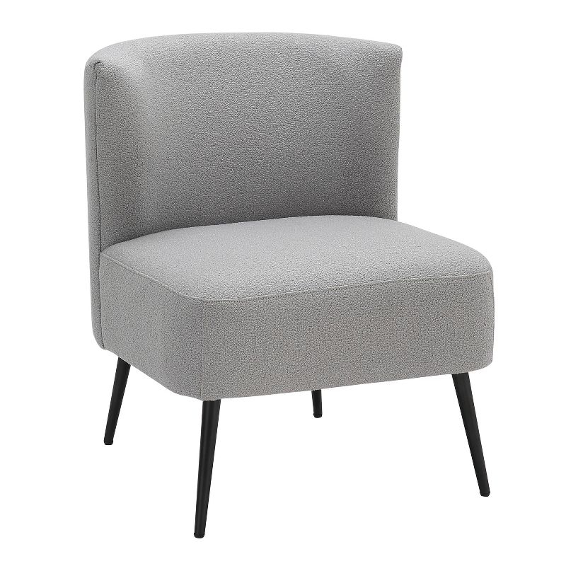 Fran Contemporary Upholstered Slipper Chair: Padded, Metal Legs, Faux Shearling - LumiSource